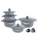 12 Pcs Non Stick Granite Cookware Set with Silicone Gloves