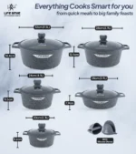 12 Pcs Non Stick Granite Cookware Set with Silicone Gloves - Image 3