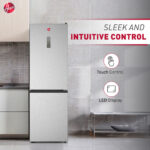 ⁦Hoover 390L Bottom Mount Refrigerator with LED Display. No Frost. Electronic Control. Adjustable Thermostat. 3 Glass Shelves. 2 Crispers. 3 Freezer Shelves. 1 Year Warranty- Inox- HBR-H390-S⁩ - الصورة ⁦4⁩