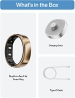 RingConn Gen 2 Air. Ultra-Thin AI Smart Ring. 10-Day Battery life. Fitness/Sleep/Stress/HR Tracker for Women&Men. No App Fee for Standard Features. iOS & Android Compatible (Size 10. Dune Gold) - Image 9