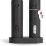 LARS NYSØM Electric Salt and Pepper Grinder Set I Automatic Salt and Pepper Mills with Adjustable Ceramic Grinder I USB Rechargeable Electric Spice Mill Set (Carbon Black)