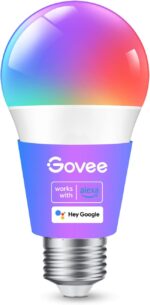 Govee Smart Light Bulbs. Color Changing Light Bulb. Works with Alexa and Google Assistant. 16 Million Colors RGBWW. WiFi & Bluetooth LED Light Bulbs. Music Sync. A19. 800 Lumens. 1 Pack