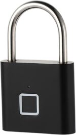 Fingerprint Padlock – Keyless Biometric Gate Locks for Outdoor Fence Storage Gym. Combination Lock USB Rechargeable Black - Image 8