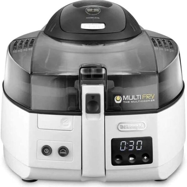 De’Longhi MultiFry Air Fryer With Surround Heating System . Multi Cooker Grilling. Broiling. Roasting. Cooking. Baking. and Toasting . 1.5 Kg Capacity . Programmable . FH1175/2 . White & Black