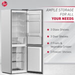 ⁦Hoover 390L Bottom Mount Refrigerator with LED Display. No Frost. Electronic Control. Adjustable Thermostat. 3 Glass Shelves. 2 Crispers. 3 Freezer Shelves. 1 Year Warranty- Inox- HBR-H390-S⁩ - الصورة ⁦5⁩