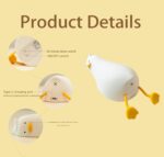 ⁦HAPPYBAG LED Lying Flat Duck Night Light. 3 Level Dimmable Nursery Nightlight.Cute Lamps Silicone Squishy Light Up Duck.Rechargeable Bedside Touch Lamp for Breastfeeding Toddler Baby Kids Decor⁩ - الصورة ⁦4⁩