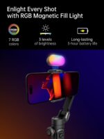⁦Gimbal stabilizer for Smartphone.Gesture Control/face Tracking.Magnetic Fill Light.Foldable Handheld Phone Gimbal.3-axis stabilizer TikTok YouTube Vlog Recording XE kit⁩ - الصورة ⁦2⁩