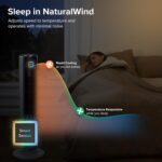 LEVOIT Tower Fan for Bedroom. Standing Fan with 28dB Quiet for Sleep. Remoter. 12H Timer. 25ft/s Velocity. 5 Speeds. 4 Modes. 90° Oscillation for Home. Office. Indoor. Bladeless 36 inch. White - Image 6