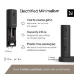 LARS NYSØM Electric Salt and Pepper Grinder Set I Automatic Salt and Pepper Mills with Adjustable Ceramic Grinder I USB Rechargeable Electric Spice Mill Set (Carbon Black) - Image 4