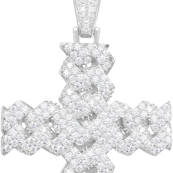 Moissanite Cross Necklace 2.7 Carat Iced Out Moissanite Cross Pendant 925 Sterling Silver Cross Chain Necklace D Color VVS1 18k Gold Plated Christian Pendant