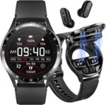 Smart Watch with Earbuds. 1.32 Inch Round Fitness Watch X7. 2 in 1 Bluetooth Watch with Step.Calories.Sleep Monitor.Heart Rate Blood Pressu-re Monitor for iOS & Android