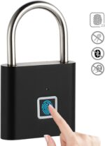 Fingerprint Padlock – Keyless Biometric Gate Locks for Outdoor Fence Storage Gym. Combination Lock USB Rechargeable Black - Image 7
