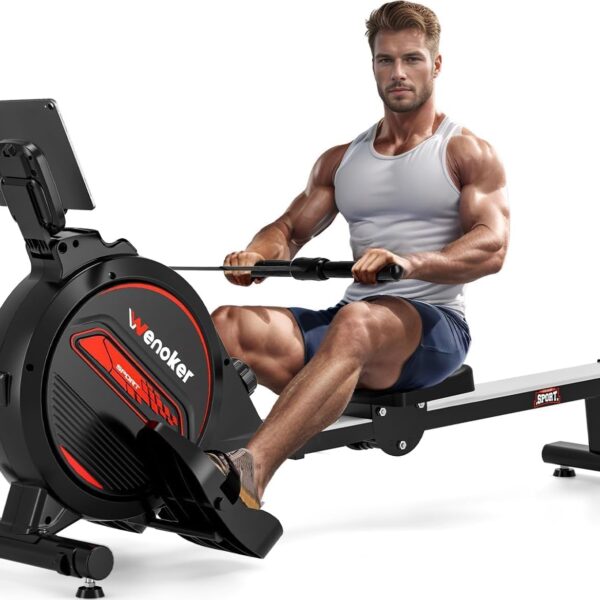 Rowing Machine.Wenoker Magnetic Rower Machine for Home.350 LB Weight Capacity. Smooth Whisper Quiet with Digital Display Tablet Holder & Comfortable Seat Cushion. Compact and Saves Space