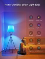 Govee Smart Light Bulbs. Color Changing Light Bulb. Works with Alexa and Google Assistant. 16 Million Colors RGBWW. WiFi & Bluetooth LED Light Bulbs. Music Sync. A19. 800 Lumens. 1 Pack - Image 8