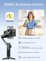⁦Gimbal stabilizer for Smartphone.Gesture Control/face Tracking.Magnetic Fill Light.Foldable Handheld Phone Gimbal.3-axis stabilizer TikTok YouTube Vlog Recording XE kit⁩ - الصورة ⁦6⁩