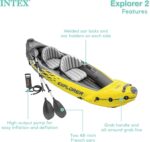Intex 68307EP Explorer K2 Inflatable Kayak Set: Includes Deluxe 86in Aluminum Oars and High-Output Pump – SuperStrong PVC – Adjustable Seats with Backrest – 2-Person – 400lb Weight Capacity - Image 2