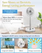 ⁦10 inch Portable Fan-Battery Operated Fan. Oscillating Rechargeable Fan with 40000mAh. Remote Control LED Lights. 114HR Run Time. Outdoor Portable Foldable Fan for Camping＆travel (White)⁩ - الصورة ⁦5⁩