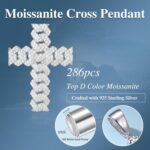 Moissanite Cross Necklace 2.7 Carat Iced Out Moissanite Cross Pendant 925 Sterling Silver Cross Chain Necklace D Color VVS1 18k Gold Plated Christian Pendant - Image 5