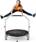 BCAN 40/48 Foldable Mini Trampoline Max Load 330lbs/440lbs. Fitness Rebounder with Adjustable Foam Handle. Exercise Trampoline for Adults Indoor/Garden Workout
