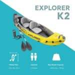 Intex 68307EP Explorer K2 Inflatable Kayak Set: Includes Deluxe 86in Aluminum Oars and High-Output Pump – SuperStrong PVC – Adjustable Seats with Backrest – 2-Person – 400lb Weight Capacity - Image 3