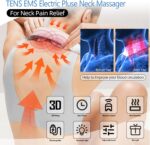 Electric Pulse Neck Massager with Heat for Pain Relief 10 Modes 15 Intensities Therapy Deep Tissue Trigger Point Intelligent Massager Cordless Gifts for Men Women - Image 2
