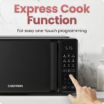 ⁦Chefman Countertop Microwave Oven 0.7 Cu. Ft.. 700 Watts with 10 Power Levels. 6 Cooking Presets with One-Touch Express Cook. Eco Mode. Child Safety Lock. & Mute Button – Black⁩ - الصورة ⁦5⁩