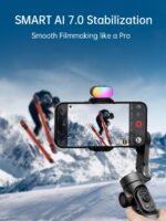 ⁦Gimbal stabilizer for Smartphone.Gesture Control/face Tracking.Magnetic Fill Light.Foldable Handheld Phone Gimbal.3-axis stabilizer TikTok YouTube Vlog Recording XE kit⁩ - الصورة ⁦3⁩