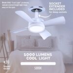Bell+Howell Socket Breeze Modern Ceiling Fans with LED Lights. 10 LED E26/E27 Screw Base Mini Light Socket Fan with Cord for Bedroom. Living Room. Kitchen. Balcony - Image 3