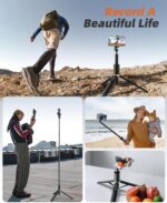 ⁦62 Phone Tripod & Selfie Stick. Tripod for iPhone with Remote. Portable. Lightweight Travel Stand for Selfies Video Recording Vlog. Extendable Stand Compatible with iPhone Android⁩ - الصورة ⁦7⁩