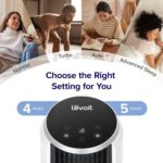 LEVOIT Tower Fan for Bedroom. Standing Fan with 28dB Quiet for Sleep. Remoter. 12H Timer. 25ft/s Velocity. 5 Speeds. 4 Modes. 90° Oscillation for Home. Office. Indoor. Bladeless 36 inch. White - Image 4