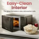 ⁦Chefman Countertop Microwave Oven 0.7 Cu. Ft.. 700 Watts with 10 Power Levels. 6 Cooking Presets with One-Touch Express Cook. Eco Mode. Child Safety Lock. & Mute Button – Black⁩ - الصورة ⁦6⁩