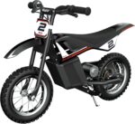 Razor MX125 Dirt Rocket electric-powered dirt bike with authentic motocross dirt bike geometry, rear-wheel drive, 100-watt, high-torque, chain-driven motor, for kids 7+