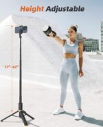 ⁦62 Phone Tripod & Selfie Stick. Tripod for iPhone with Remote. Portable. Lightweight Travel Stand for Selfies Video Recording Vlog. Extendable Stand Compatible with iPhone Android⁩ - الصورة ⁦2⁩