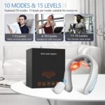 Electric Pulse Neck Massager with Heat for Pain Relief 10 Modes 15 Intensities Therapy Deep Tissue Trigger Point Intelligent Massager Cordless Gifts for Men Women - Image 6