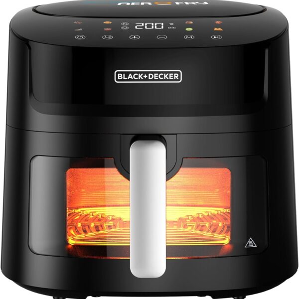 BLACK+DECKER 8-in-1 Digital Air Fryer with Window. 7.2L large capacity. 1800W.rapid Air Technology. LED Touch Display. Dehydrate Function. Dishwasher Safe Basket. Cool-Touch Handle – AF7210-B5