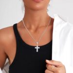 Moissanite Cross Necklace 2.7 Carat Iced Out Moissanite Cross Pendant 925 Sterling Silver Cross Chain Necklace D Color VVS1 18k Gold Plated Christian Pendant - Image 2