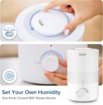 ⁦LEVOIT Humidifiers for Bedroom. Quiet (3L Water Tank) Cool Mist Top Fill Essential Oil Diffuser with 25Watt for Home Large Room. 360° Nozzle. Rapid Ultrasonic Humidification for Baby Nursery and Plant⁩ - الصورة ⁦8⁩