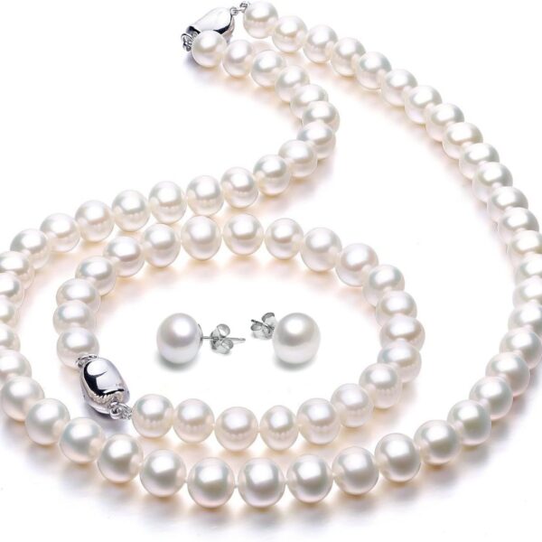 Freshwater Cultured Pearl Necklace Set Includes Stunning Bracelet and Stud Earrings Jewelry for Women – VIKI LYNN