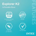 Intex 68307EP Explorer K2 Inflatable Kayak Set: Includes Deluxe 86in Aluminum Oars and High-Output Pump – SuperStrong PVC – Adjustable Seats with Backrest – 2-Person – 400lb Weight Capacity - Image 4