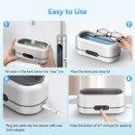Ultrasonic Jewelry Cleaner, 48KHz Ultrasonic Cleaner Machine for Jewelry, Eyeglasses, Rings, Watch Strap, Dentures- Dual Cleaning Modes, 304 Stainless Steel Tank - Image 4