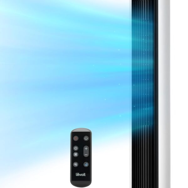 LEVOIT Tower Fan for Bedroom. Standing Fan with 28dB Quiet for Sleep. Remoter. 12H Timer. 25ft/s Velocity. 5 Speeds. 4 Modes. 90° Oscillation for Home. Office. Indoor. Bladeless 36 inch. White