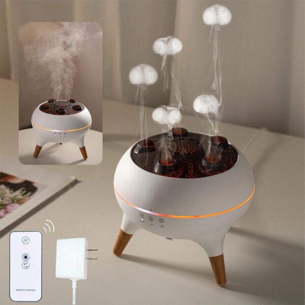 Essential Oil Diffuser 250ML Dancing Jellyfish Aromatherapy Diffuser Humidifier with 7 Colors LED Lights.Remote Control.Plug in for Bedroom.Office (White)