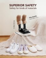 ⁦FORLIM [Upgraded Temperature Control] Boot Dryer for Work Boots – Shoe Dryer with 24-Hour Delay Timer. Portable Glove Dryer & Boot Warmer. Automatic Shut-Off Timer. Folding Design. Smart Panel. Black⁩ - الصورة ⁦8⁩