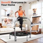⁦BCAN 40/48 Foldable Mini Trampoline Max Load 330lbs/440lbs. Fitness Rebounder with Adjustable Foam Handle. Exercise Trampoline for Adults Indoor/Garden Workout⁩ - الصورة ⁦3⁩