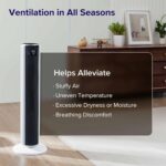 LEVOIT Tower Fan for Bedroom. Standing Fan with 28dB Quiet for Sleep. Remoter. 12H Timer. 25ft/s Velocity. 5 Speeds. 4 Modes. 90° Oscillation for Home. Office. Indoor. Bladeless 36 inch. White - Image 8