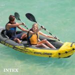 Intex 68307EP Explorer K2 Inflatable Kayak Set: Includes Deluxe 86in Aluminum Oars and High-Output Pump – SuperStrong PVC – Adjustable Seats with Backrest – 2-Person – 400lb Weight Capacity - Image 5