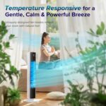 LEVOIT Tower Fan for Bedroom. Standing Fan with 28dB Quiet for Sleep. Remoter. 12H Timer. 25ft/s Velocity. 5 Speeds. 4 Modes. 90° Oscillation for Home. Office. Indoor. Bladeless 36 inch. White - Image 2