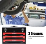 Tool Set and Mechanic Tool Set Box with Handle and 3-Drawer Heavy Duty Metal Box – 339 Piece Tool Kits for Adults Mechanics Workshop Maintenance and Repair Projects – Red - Image 9