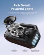 soundcore Boom 2 By Anker. Outdoor Speaker. 80W. Subwoofer. BassUp 2.0. 24H Playtime. IPX7 Waterproof. Floatable. RGB Lights. USB-C. Custom EQ. Bluetooth 5.3. Portable for Camping. Beach. and Backyard - Image 4