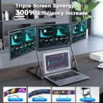 ⁦Laptop Screen Extender. 15.6 FHD 1080P IPS Portable Foldable Triple Monitor. Laptop Monitor Extender. HDMI/USB-C Plug n Play for Windows. Mac. Android.with a Felt Protective Sleeve⁩ - الصورة ⁦5⁩